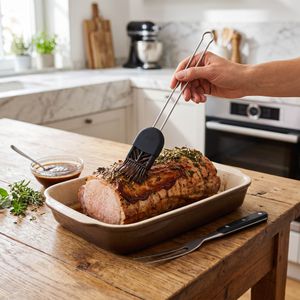 Produktbild für Backpinsel Rösle 950428 schwarz / silber, hitzebeständig