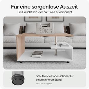 Produktbild für Couchtisch CASARIA Orlando, aus Holz, eiche / weiß