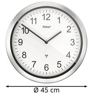Produktbild für Wanduhr Mebus 14121, Aluminium, analog, Funkuhr