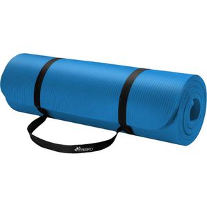 Yogamatte Tresko mit Tragegurt, blau, 1 cm stark