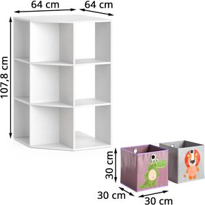 Produktbild für Bücherregal Vicco Luigi, weiß, mit 6 Faltboxen