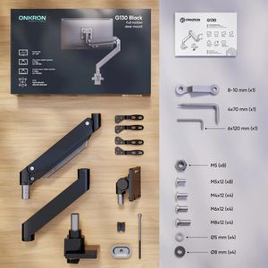 Produktbild für Monitorhalterung Onkron G130-B, VESA 75x75 - 200x200 mm