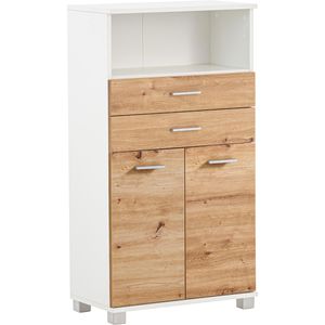 Produktbild für Badschrank Schildmeyer Palermo 157646, mit 4 Füßen, eiche/weiß