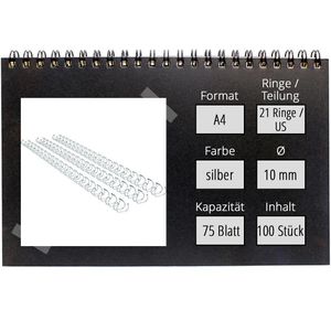 Produktbild für Drahtbinderücken GBC IB160837, silber, für A4