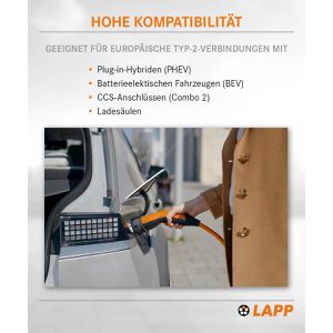 Produktbild für Elektroauto-Ladekabel Lapp Mode 3, IP55, 5 m