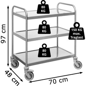 Produktbild für Servierwagen Köhler 27948, silber, aus Edelstahl