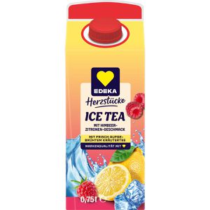 Produktbild für Eistee Edeka Herzstücke Zitrone-Himbeere, im Tetrapack