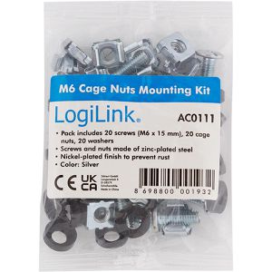 Produktbild für Käfigmuttern LogiLink AC0111, verzinkter Stahl, M6