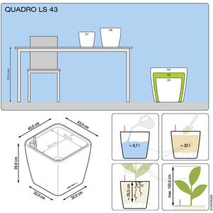 Produktbild für Übertopf Lechuza QUADRO LS 43, taupe hochglanz, 43 x 39 x 43cm
