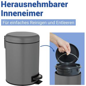 Produktbild für Mülleimer Wenko Leman, grau