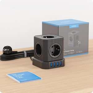Produktbild für Steckdosenwürfel Voomy Power Cube S5, mit Schalter, schwarz