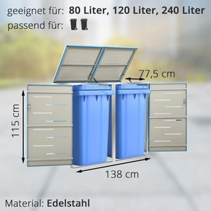 Produktbild für Mülltonnenbox vidaXL 149567, Edelstahl