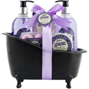 BRUBAKER Geschenkset Cosmetics Lavendel Vanille, Bade- und Dusch-Set Lavendel Vanille in Deko-Wanne