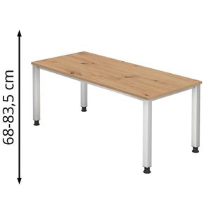 Produktbild für Schreibtisch Hammerbacher Q-Serie, asteiche / silber