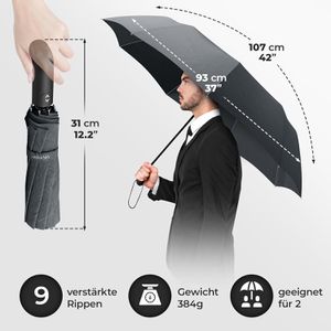 Produktbild für Regenschirm Wilford&amp;Sons grau, sturmfest