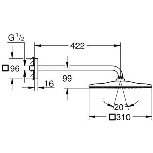 Produktbild für Kopfbrause GROHE Rainshower Mono 310, 26564000, verchromt