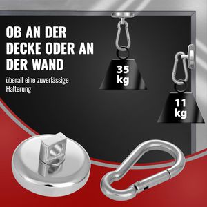 Produktbild für Hakenmagnet Poppstar 1010701, Neodym, Magnet-Karabiner