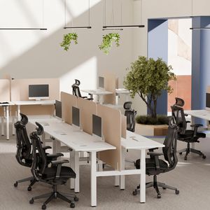 Produktbild für Schreibtisch FlexiSpot EH1W, Doppelarbeitsplatz, weiß / weiß