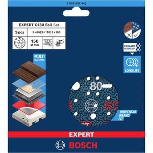 Produktbild für Schleifpapier Bosch Expert O780 Körnung 80-180 Set
