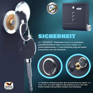 Produktbild für Briefkasten Monzana 108099, schwarz, aus Stahl