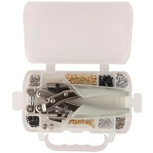 Rayher Ösenzange Loch-und Ösenzange im Plastikkoffer, für 3 und 5mm Ösen-Ø, mit Lochstanzer und 160 Ösen