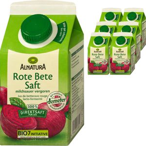 Alnatura Saft Rote Bete, BIO, 100% Fruchtgehalt, je 0,5 Liter, 6 Stück