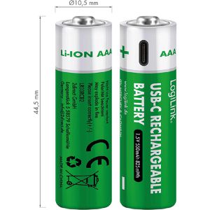 Produktbild für Akku LogiLink LR03RCB2, 1,5 V, 550 mAh