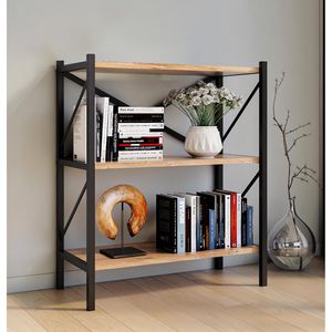 Produktbild für Bücherregal VCM Insasi, 918396, schwarz / honig eiche