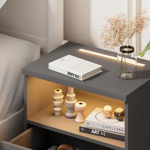 Produktbild für Nachttisch CASARIA Jamie, 109675, anthrazit, aus Holz, 2er Set
