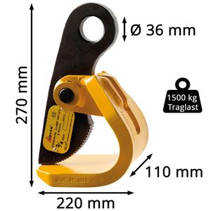 Produktbild für Hebeklemme SAS mit Tragring, bis 1500 kg