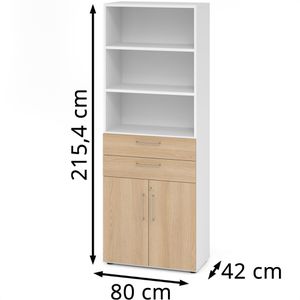 Produktbild für Kombischrank Hammerbacher Serie 9 Advanced, eiche / weiß