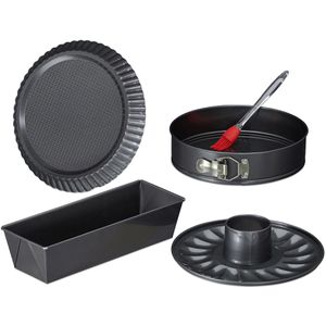 Backform Relaxdays Set, Flach- & Rohrboden aus Stahl, 5-teilig