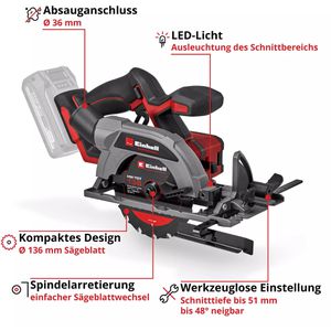 Produktbild für Handkreissäge Einhell-Professional TP-CS 18/136-C Li BL - Solo