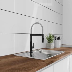 Produktbild für Küchenarmatur Schütte Miami, schwarz / chrom