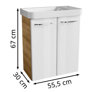 Produktbild für Waschtisch Fackelmann Milano, hängend, weiß / asteiche