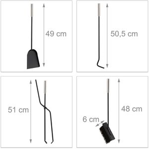 Produktbild für Kaminbesteck Relaxdays 10028785, aus Metall, schwarz, 5-teilig