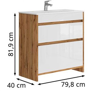 Produktbild für Waschtisch Vicco Detmold, stehend, goldkraft eiche / weiß