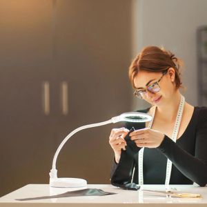 Produktbild für Lupenleuchte Lumeno 6805, weiß, 100 mm Glaslinse, LED