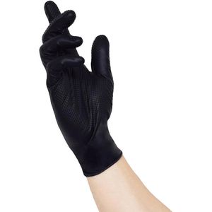 Produktbild für Einmalhandschuhe NITRAS Tough Grip N, schwarz, 50 Stück