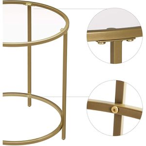 Produktbild für Beistelltisch Vasagle LGT20G, gold, aus Glas / Metall