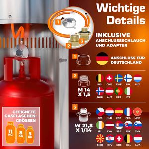Produktbild für Heizstrahler Tresko TKTHF-002, silber, outdoor