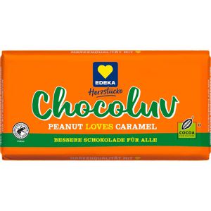 Produktbild für Tafelschokolade Edeka Herzstücke Chocoluv Peanut loves Caramel
