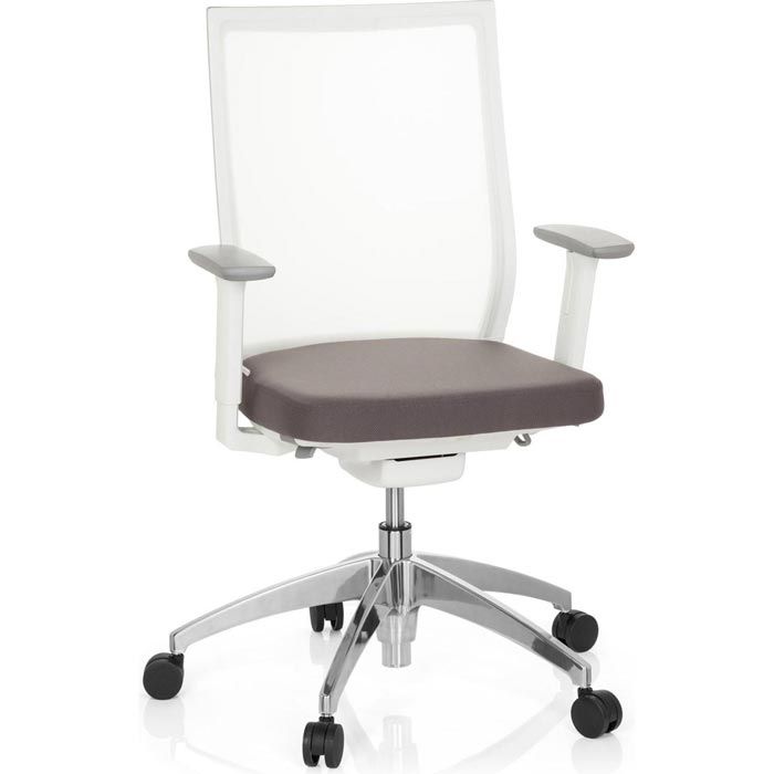 hJh-OFFICE Bürostuhl ASPEN WHITE, 657630, grau / weiß, Stoff / Netz