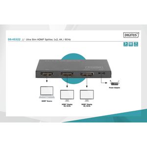 Produktbild für HDMI-Splitter Digitus Ultra Slim DS-45322, 1 In 2 Out