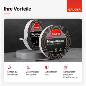 Produktbild für Magnetband Gauder extra stark, schwarz