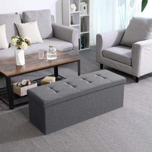 Produktbild für Sitztruhe Songmics dunkelgrau, 110 x 38 x 38cm