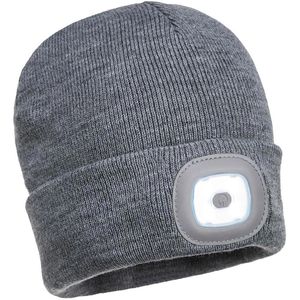 Wintermütze Portwest Beanie mit LED, B029, grau