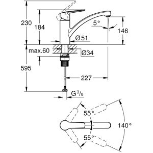 Produktbild für Küchenarmatur GROHE Start 305302432, schwarz matt