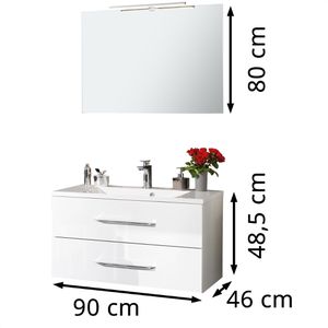 Produktbild für Waschtisch Fackelmann B.clever, mit Spiegel, hängend, weiß