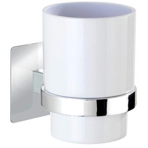 Produktbild für Zahnputzbecher Wenko Quadro Turbo-Loc, weiß, aus Kunststoff